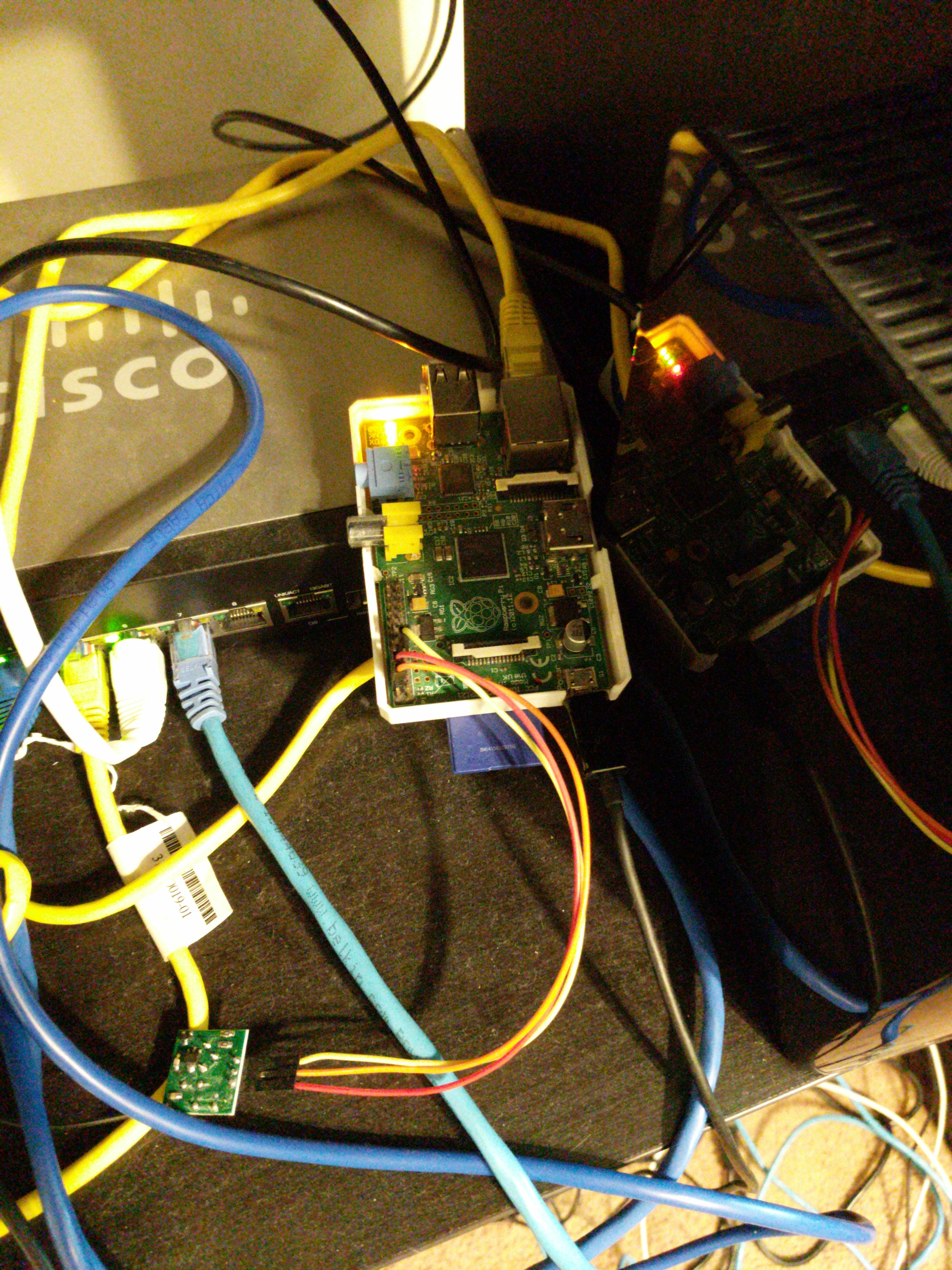My raspberry Pi with 433 Mhz transmitter attached